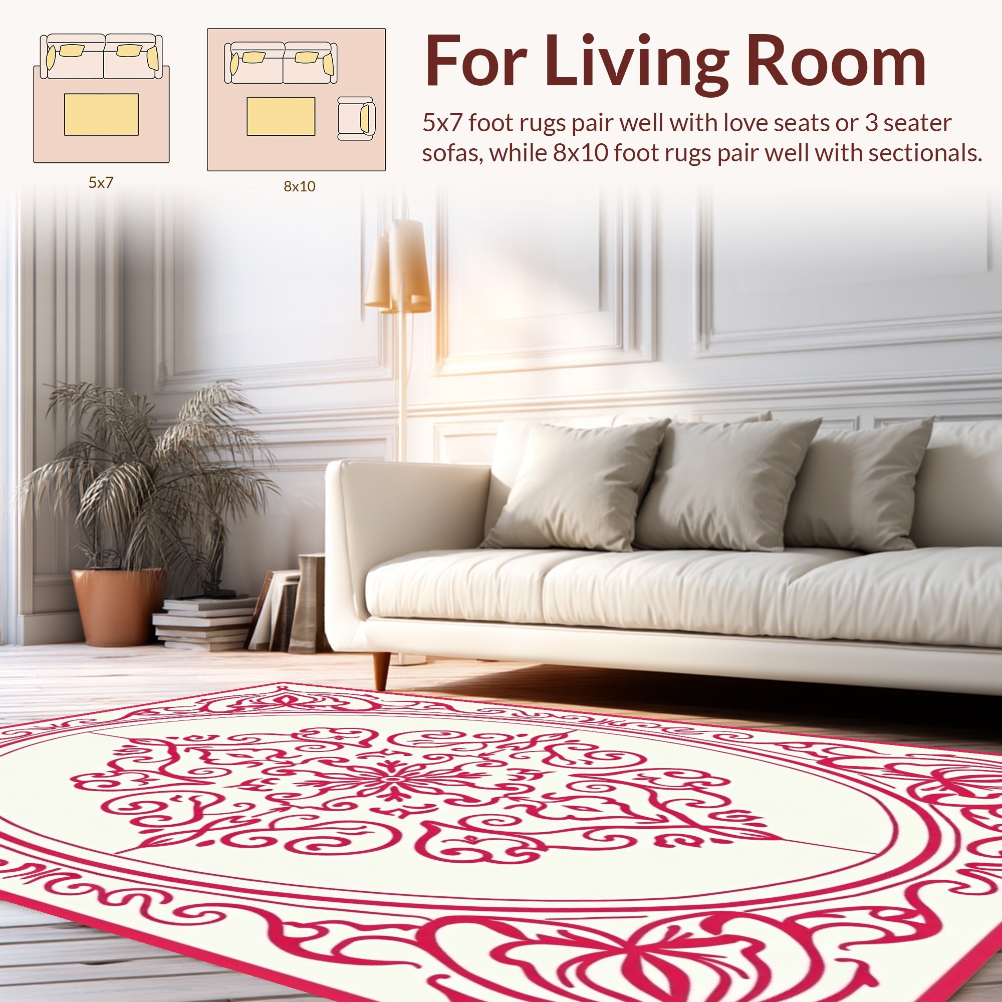 Ornate Red Floral Medallion Design Rug