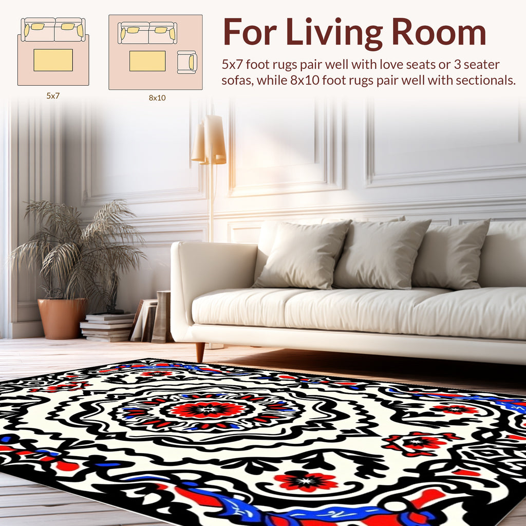 Bold Floral Mandala Pattern Rug