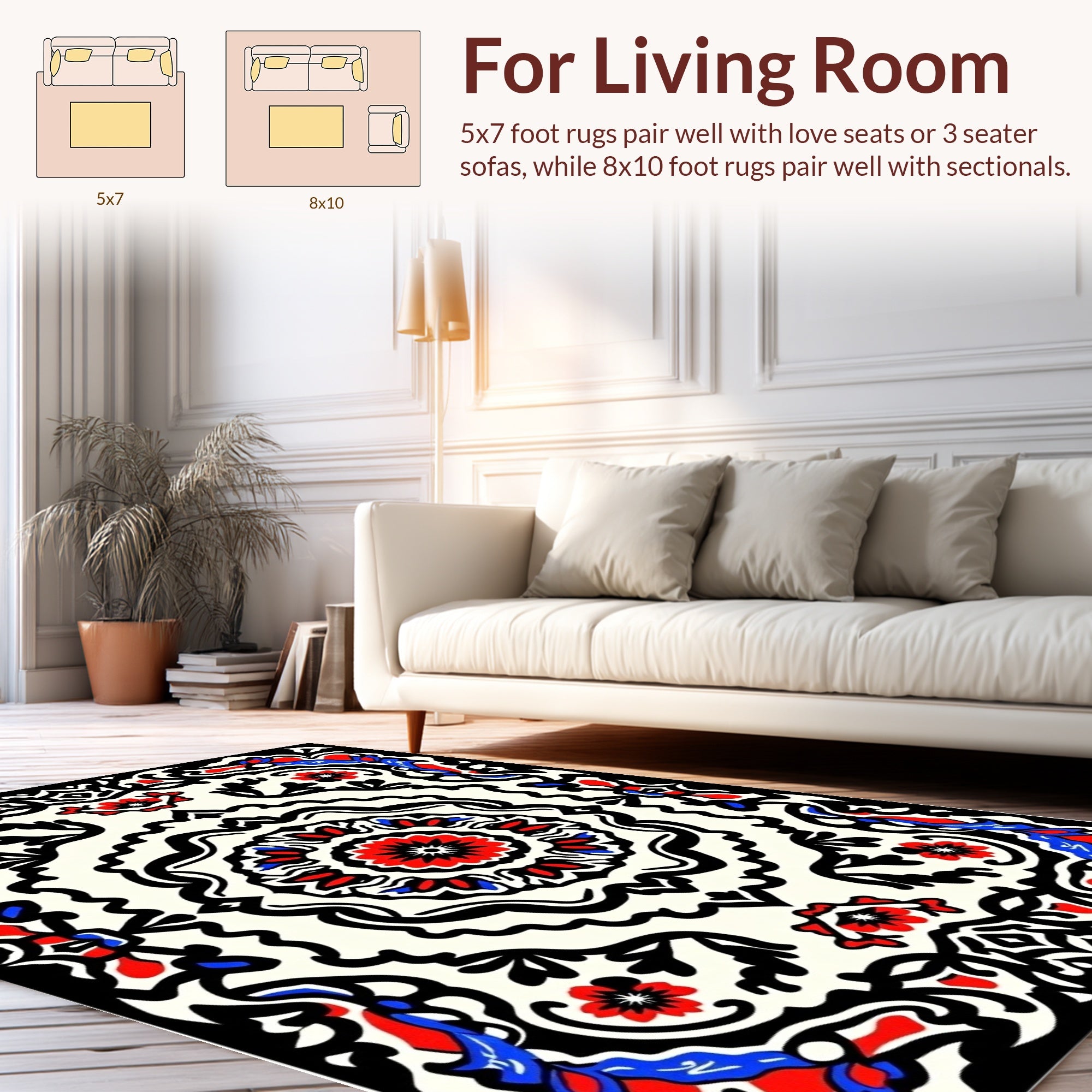 Bold Floral Mandala Pattern Rug