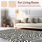 Bold Black Winding Maze Pattern Rug