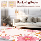 Pink Floral Botanical Pattern Rug