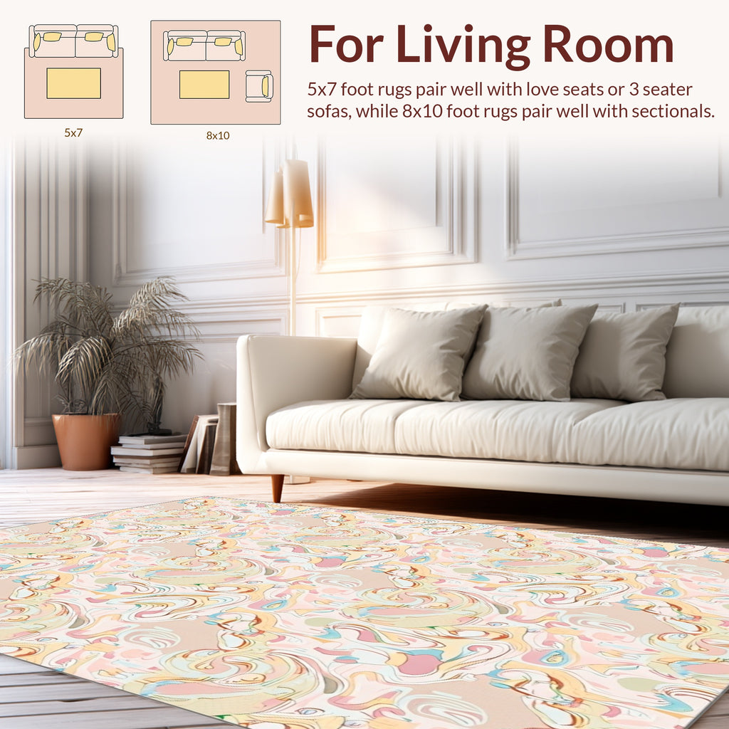 Abstract Swirl Pattern Pastel Rug