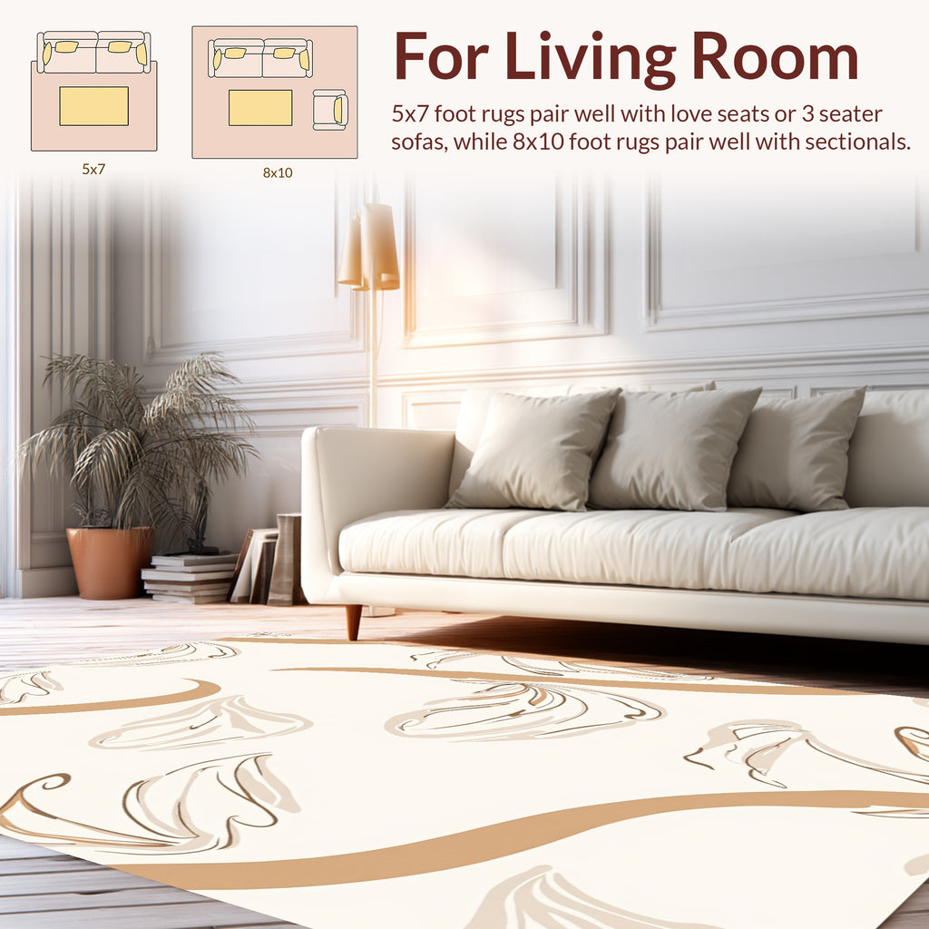 Floral Sketch Swirl Pattern Rug