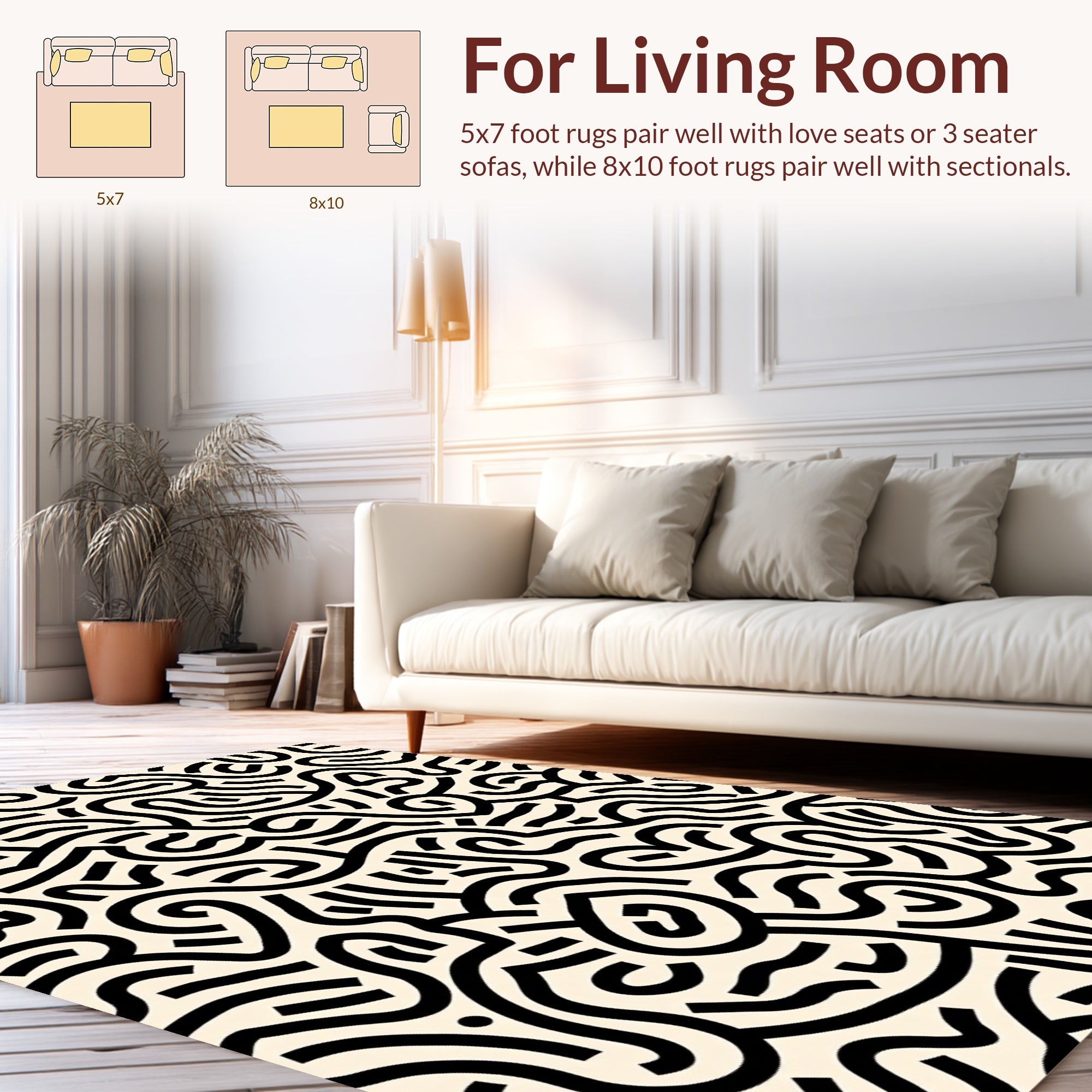 Bold Abstract Labyrinth Line Pattern Rug