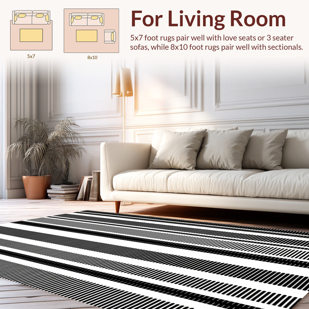 Mono Stripe Textured Pattern Rug