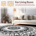 Intricate Black White Mandala Pattern Rug