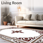 Ornate Maroon Floral Border Medallion Rug
