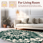 Dark Green Floral Mandala Inspired Design Rug