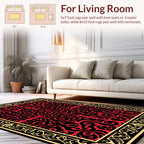 Intricate Red and Gold Scrollwork Rug