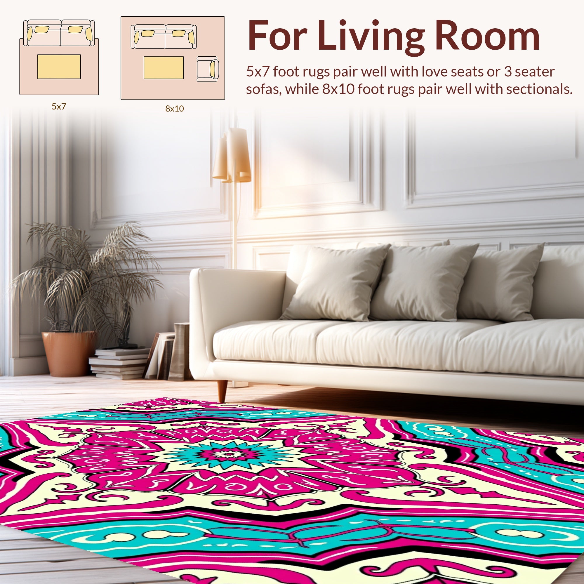 Mandala Style Floral Graphic Design Rug