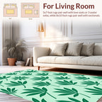 Green Leaf Pattern Print Rug
