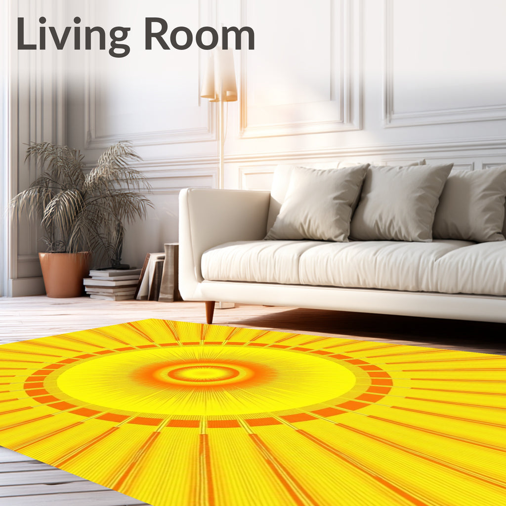 Radiant Sunburst Geometric Pattern Rug