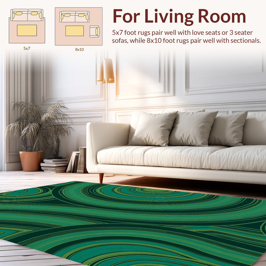 Groovy Green Swirl Abstract Pattern Rug
