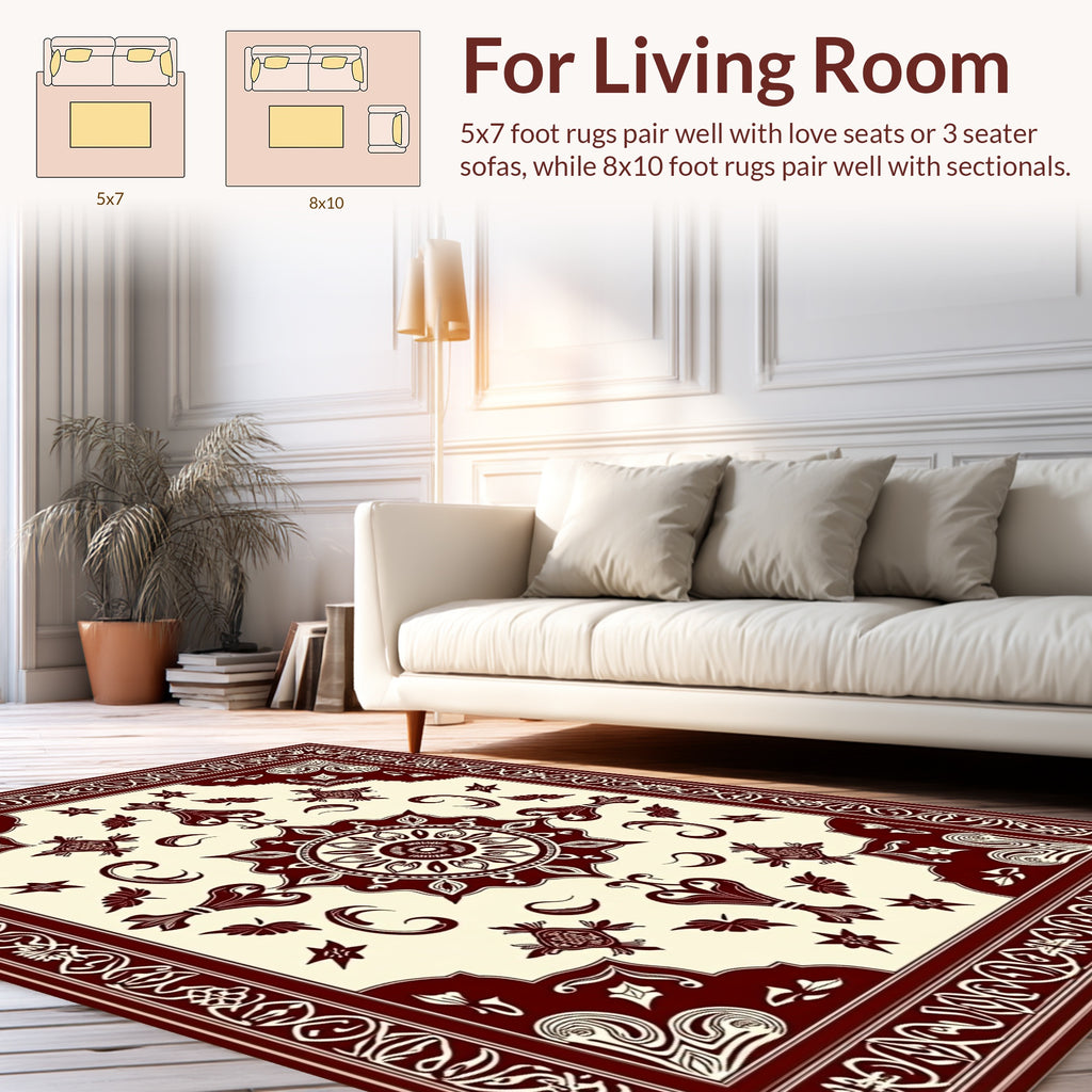 Central Medallion Bordered Floral Design Rug