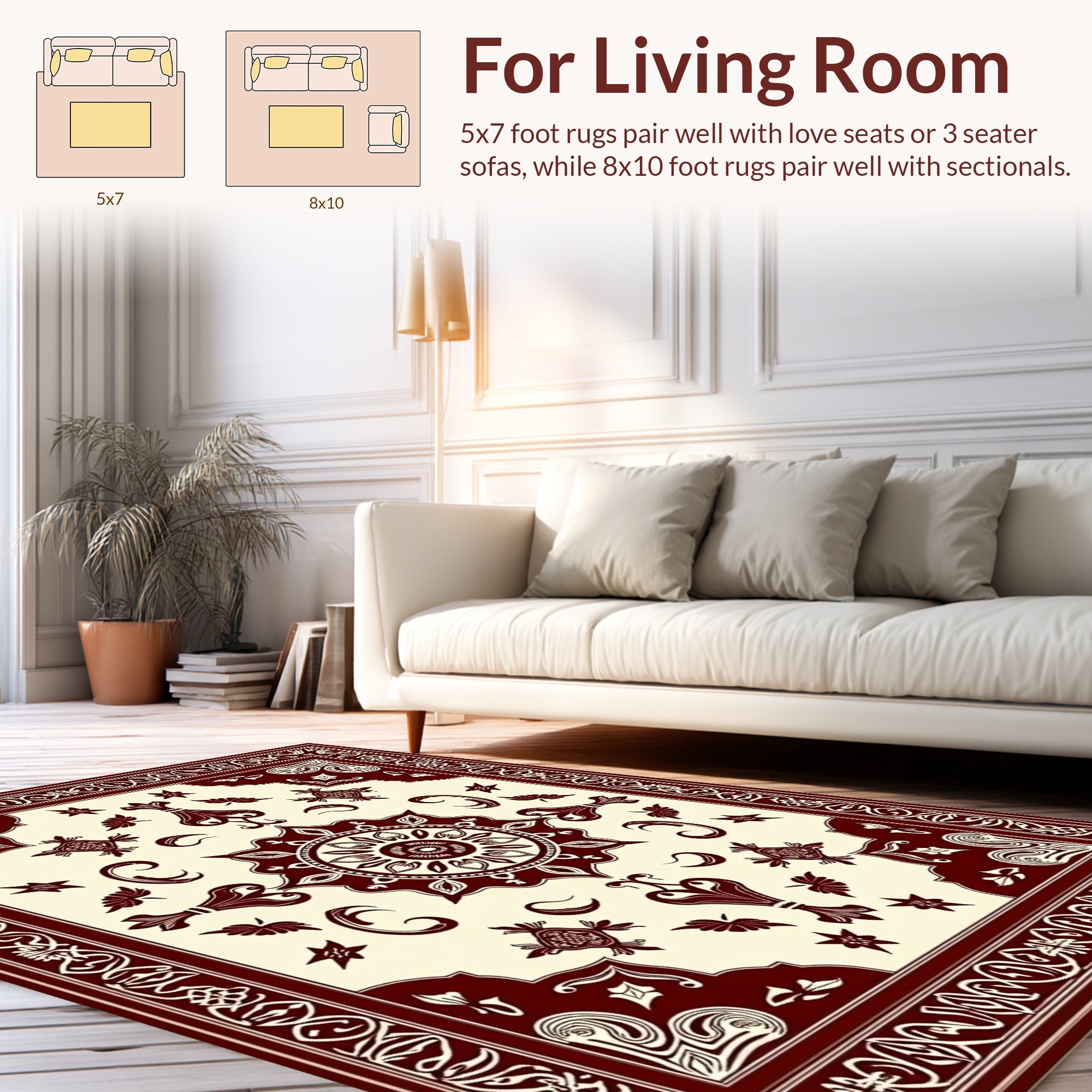 Central Medallion Bordered Floral Design Rug