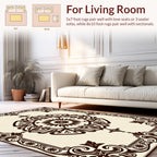 Brown Floral Scroll Frame Rug
