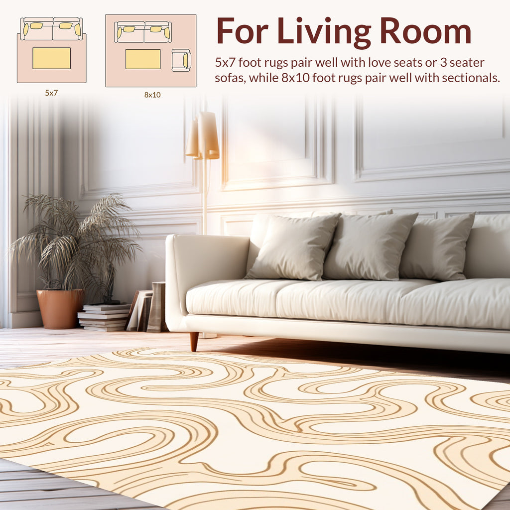 Abstract Wood Grain Wavy Pattern Rug