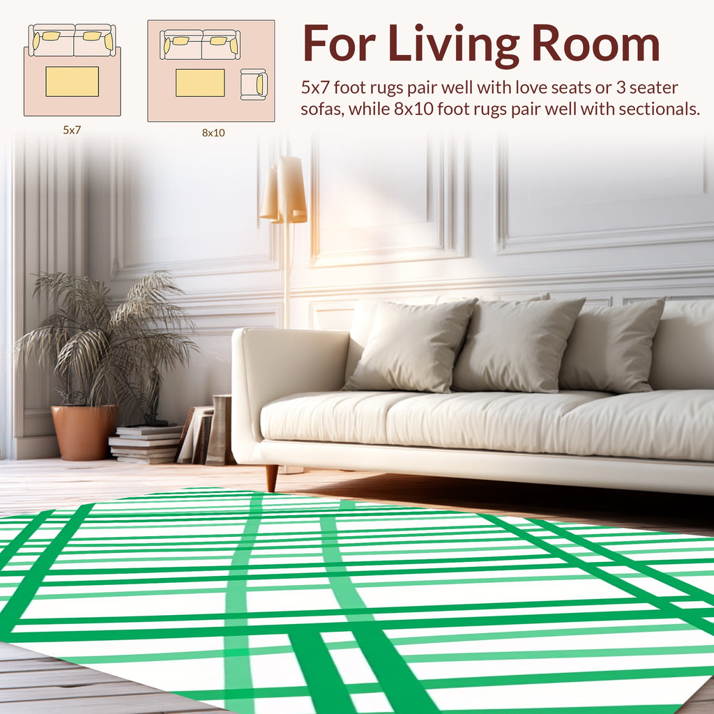 Green Intersecting Lines Pattern Rug
