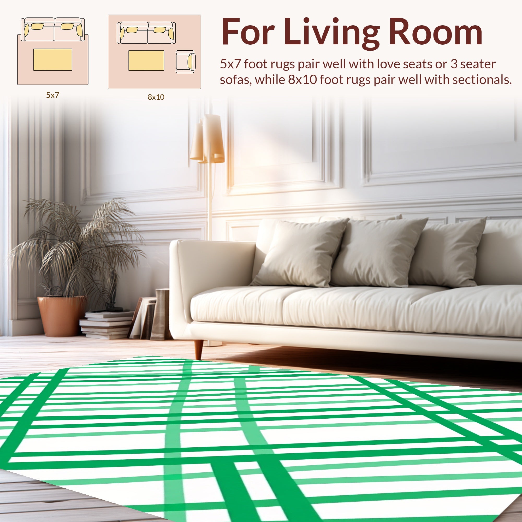 Green Intersecting Lines Pattern Rug