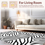 Abstract Black White Wavy Pattern Rug