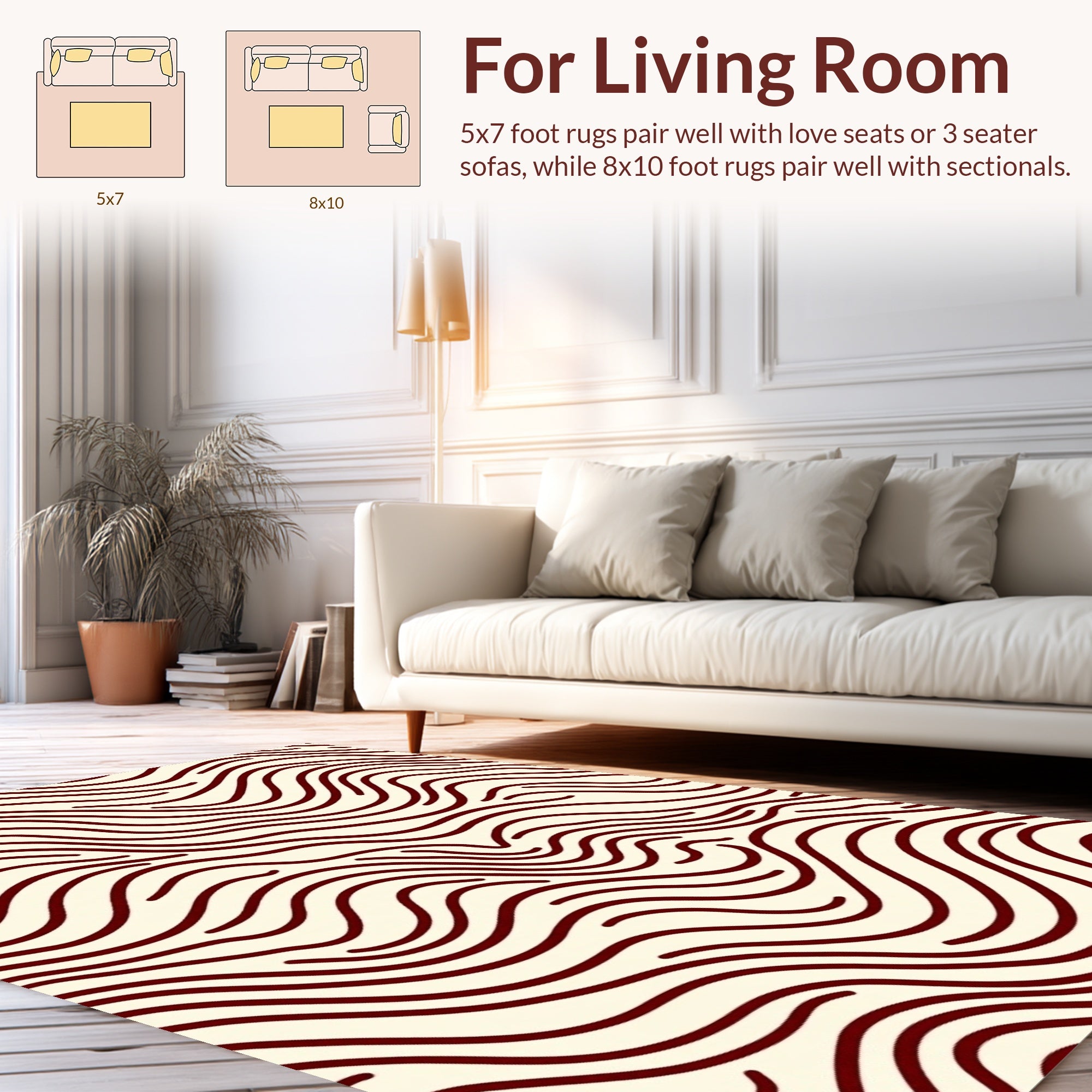 Minimalist Wavy Line Pattern Rug