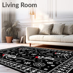 Whimsical Black Skeleton Snowflakes Christmas Rug