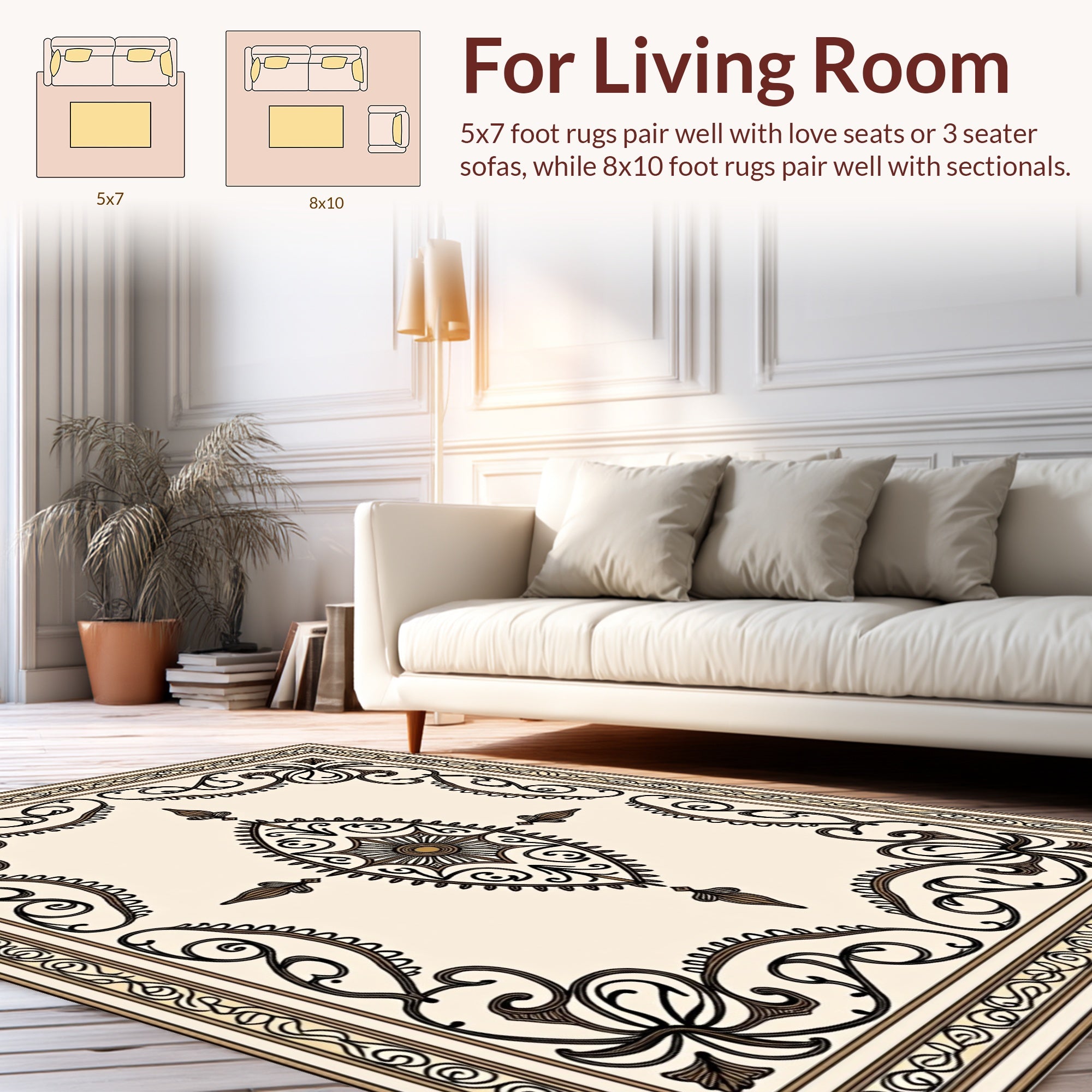 Elegant Floral Scrollwork With Medallion Rug
