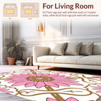 Ornate Floral Pattern Pink Golden Rug
