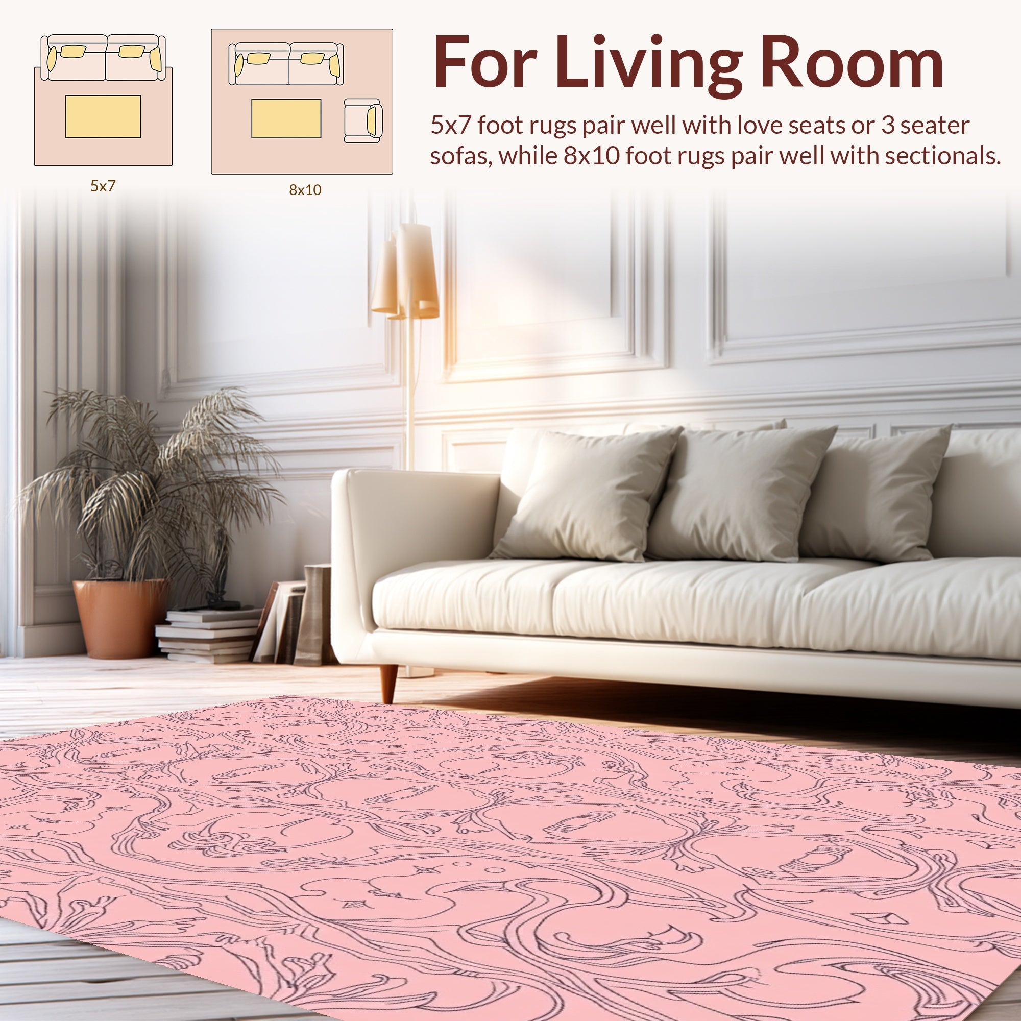 Art Nouveau floral and cameo pattern Rug