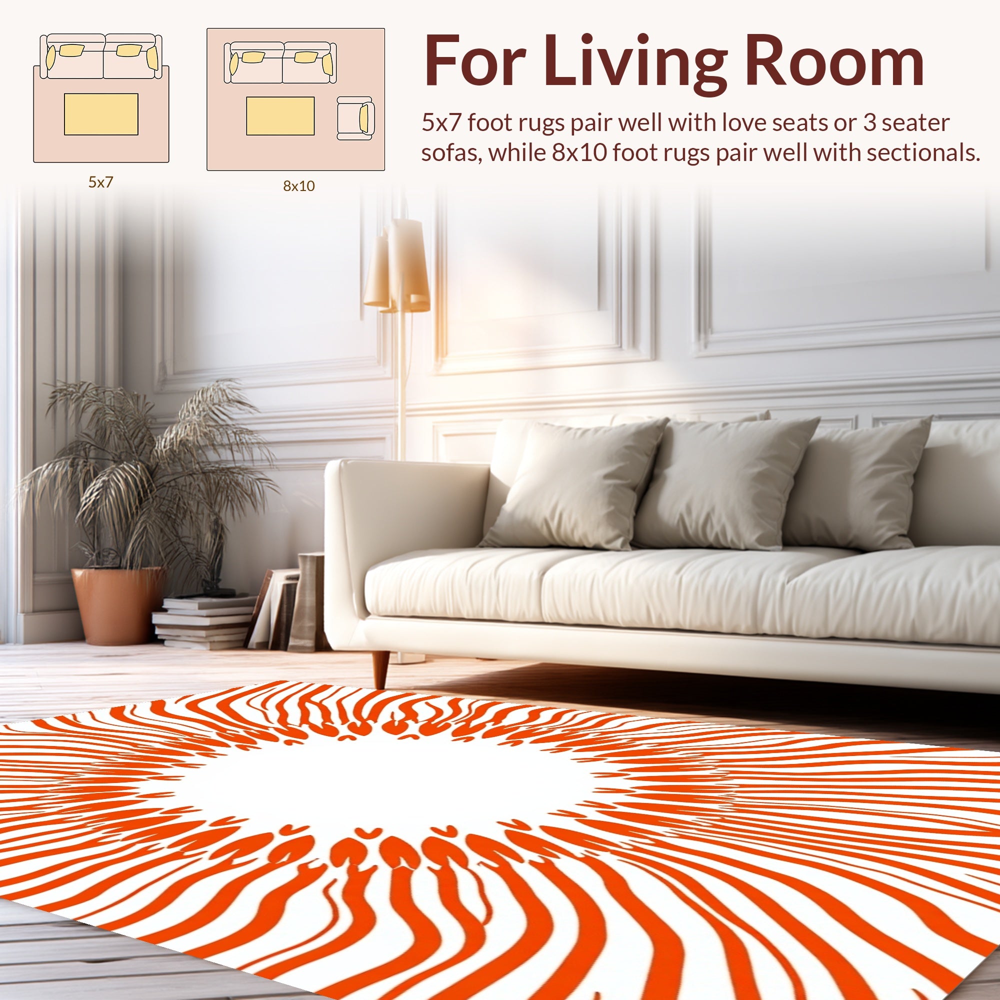Orange Sunburst Pattern Rug