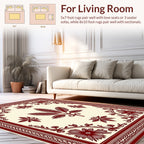 Maroon Floral and Leaf Pattern Design Rug