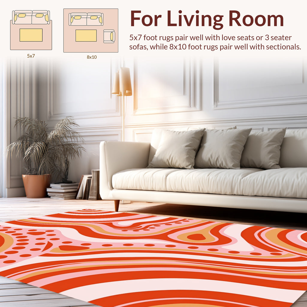 Retro Abstract Swirls Pattern Rug