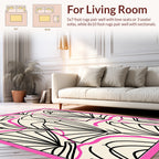 Botanical Lines Curves Pink Rug