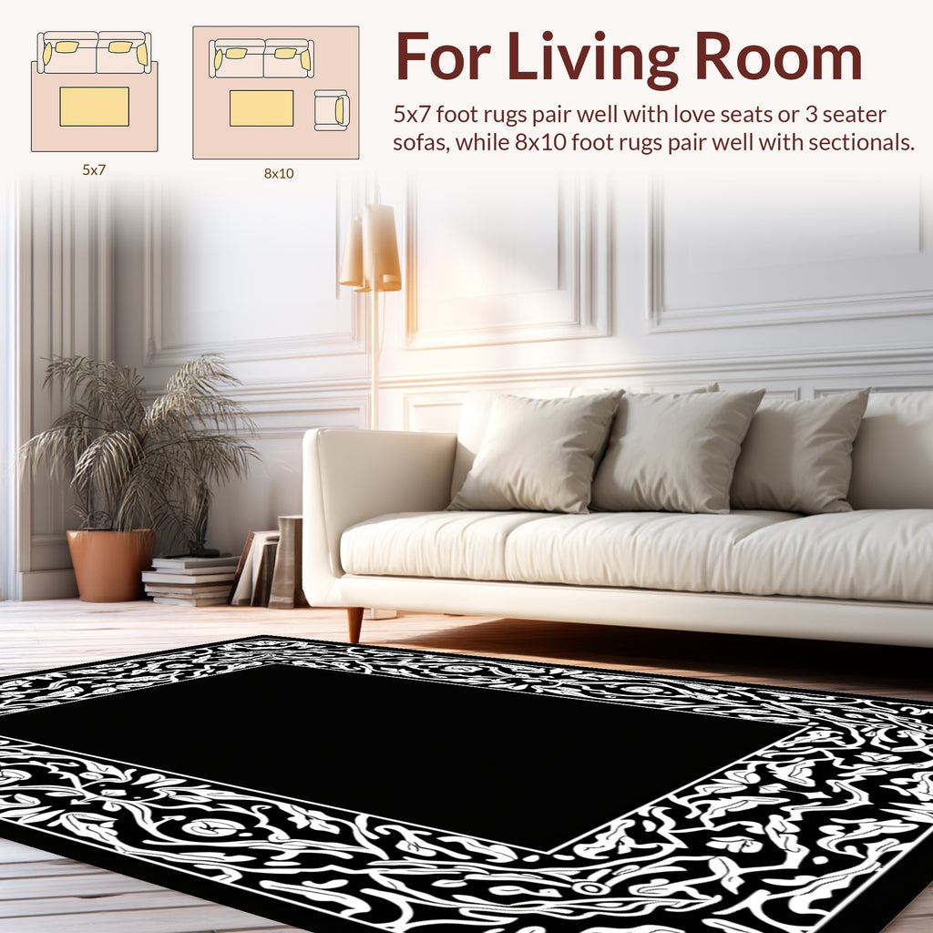 Art Nouveau Floral Border Design Rug
