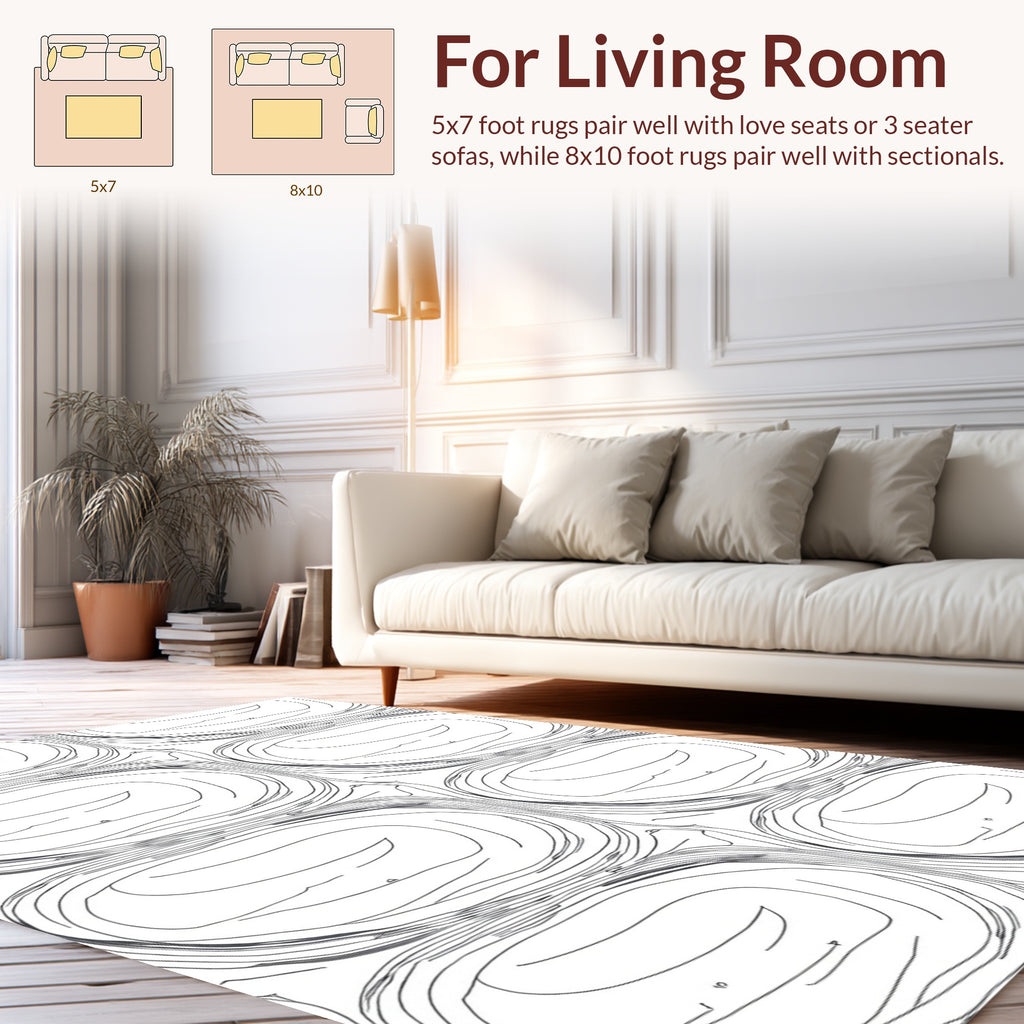 Abstract Swirl Contour Line Design Rug