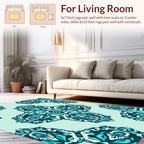 Teal Floral Medallion Pattern Rug