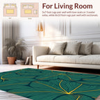 Elegant Green Yellow Leaf Pattern Rug