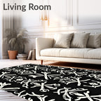 Black White Bone Crossing Ornament Rug