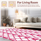 Red Geometric Grid Pattern Rug