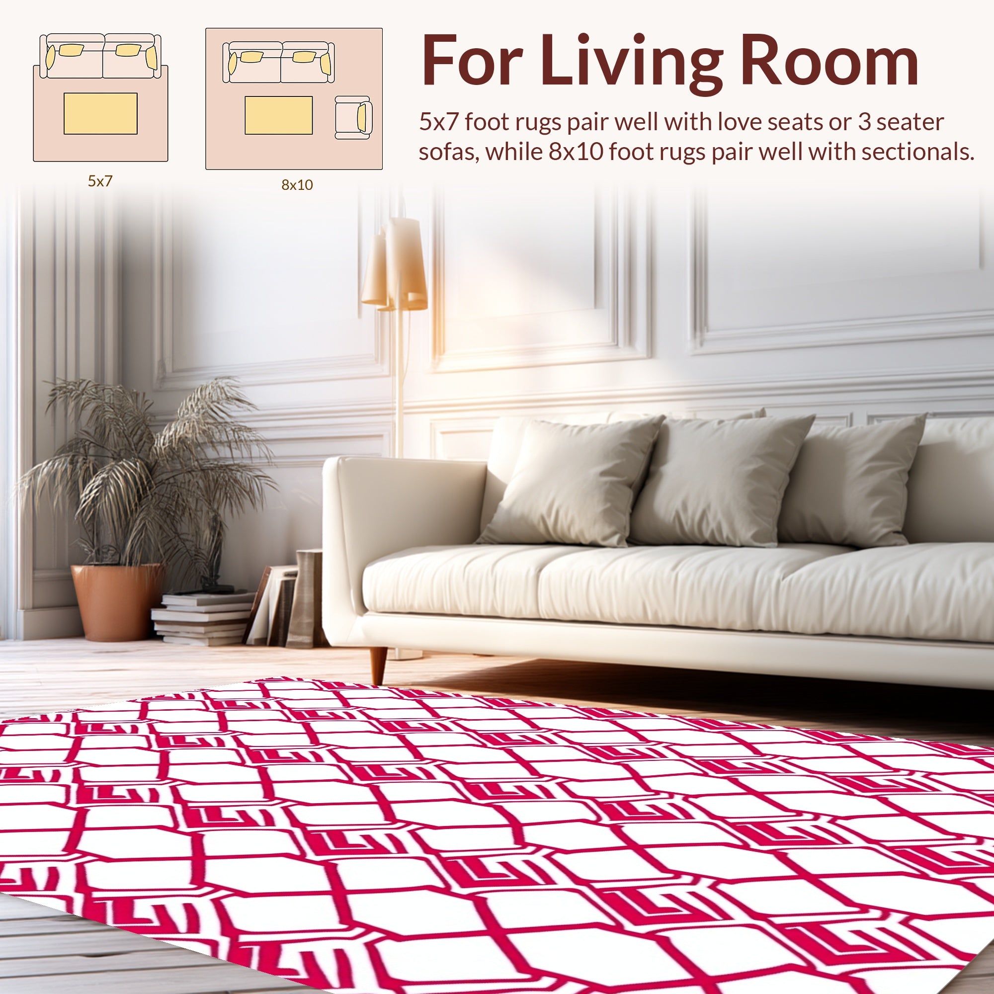 Red Geometric Grid Pattern Rug