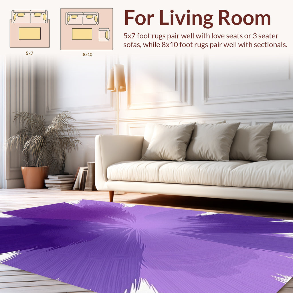 Vibrant Purple Burst Abstract Design Rug