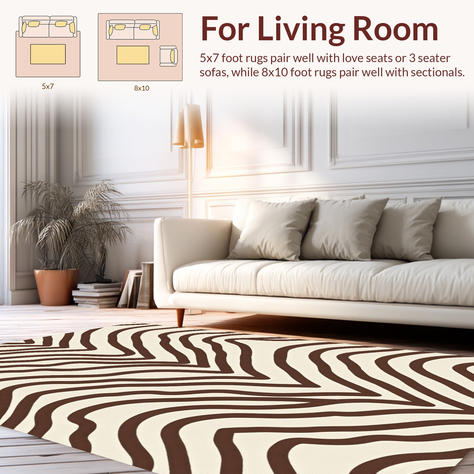 Brown And Cream Zebra Stripe Pattern Rug