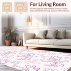 Playful Pink Floral Line Art Rug