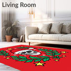 Christmas Skull Garland Red Yellow Rug