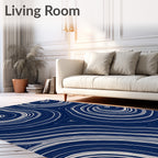Deep Blue Swirl Abstract Rug