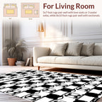 Bold Black White Abstract Geometry Rug