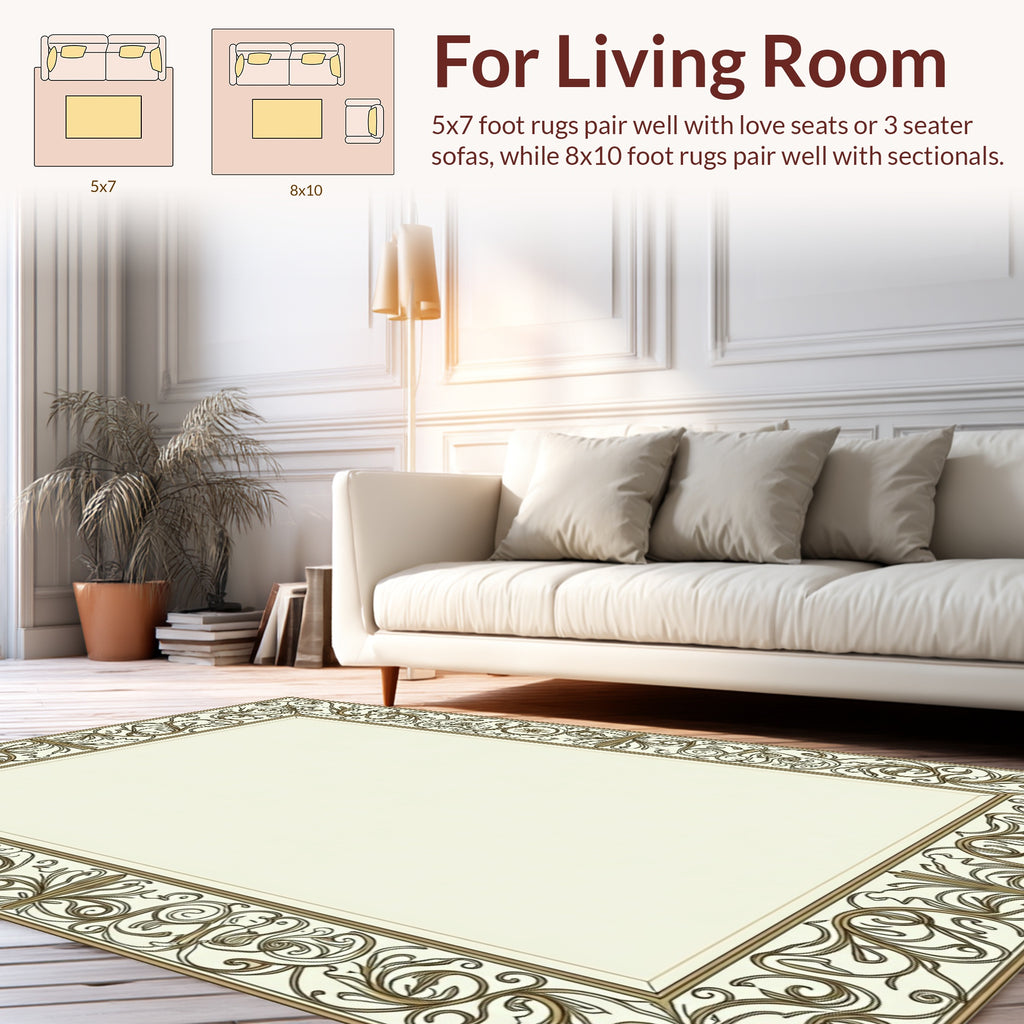 Ornate Floral Border Rug