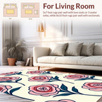 Pink Rose Floral Pattern Rug