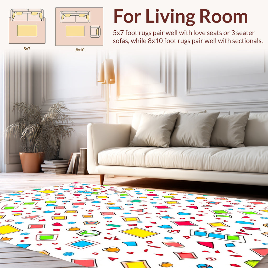 Colorful Geometric Shapes Patterned Rug