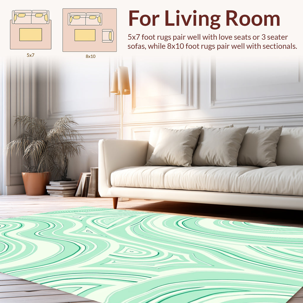 Aqua Swirls Organic Pattern Rug